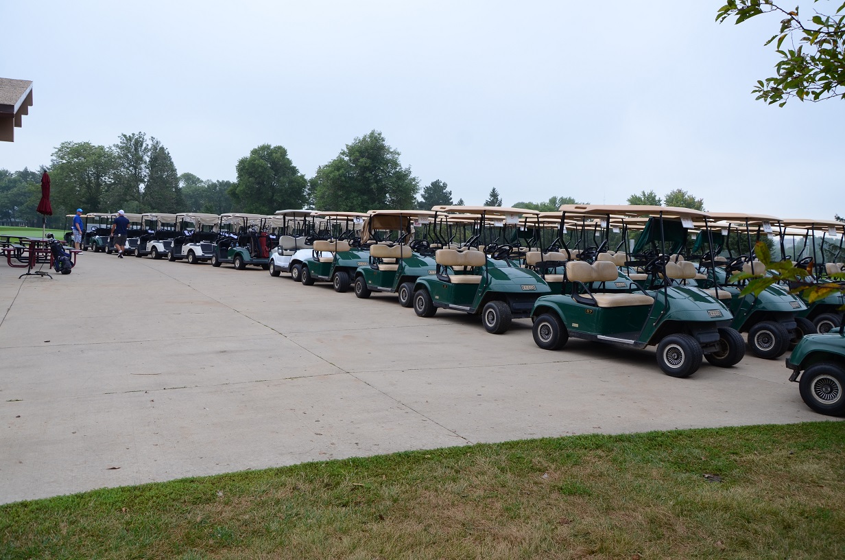 Golf cart fleet outside