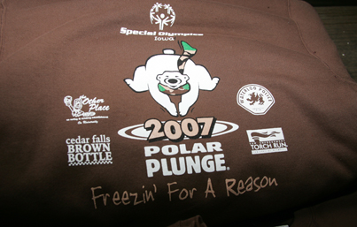 Image of sweatshirt with information about polar plunge event